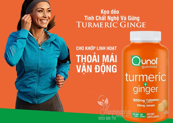 Kẹo dẻo tinh chất nghệ và gừng Qunol Turmeric Ginger của Mỹ 1