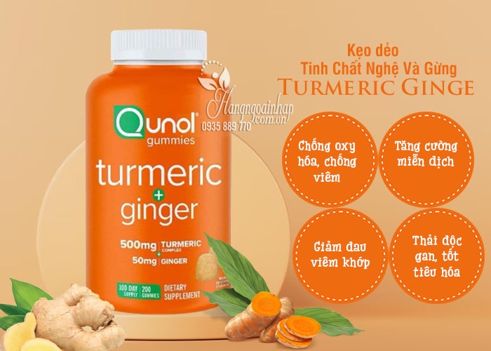 Kẹo dẻo tinh chất nghệ và gừng Qunol Turmeric Ginger của Mỹ 3