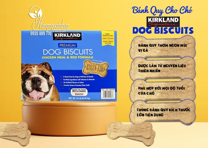 Bánh quy cho chó Kirkland Dog Biscuits của Mỹ thùng 6,79kg 5