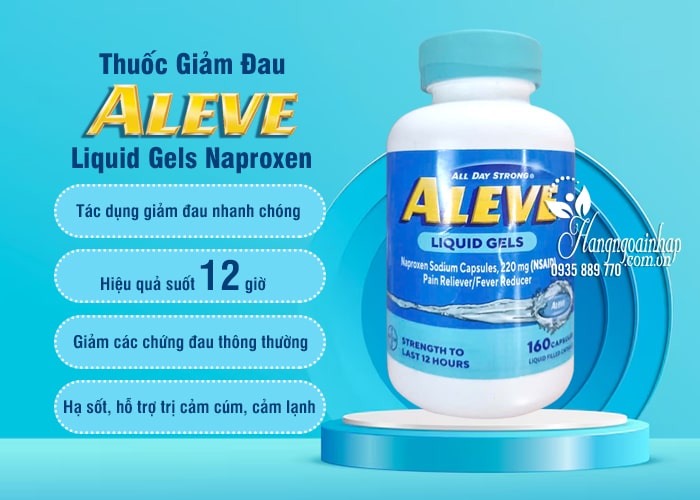 Thuốc giảm đau Aleve Liquid Gels Naproxen 220mg 160 Caspsules 67