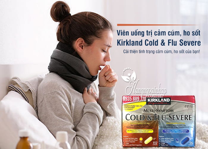 Viên uống trị cảm cúm, ho sốt Kirkland Cold & Flu Severe 168v 3