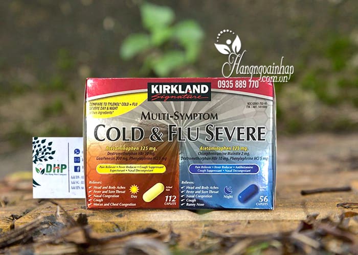 Viên uống trị cảm cúm, ho sốt Kirkland Cold & Flu Severe 168v 7