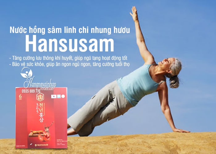 Nước hồng sâm linh chi nhung hươu 365 Hansusam 60 gói 1