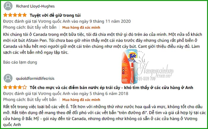 Bút tẩy vết bẩn quần áo Tide To Go 10ml xách tay Mỹ 7