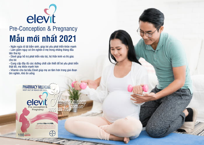 Elevit mẫu mới nhất 2021 Pre-Conception & Pregnancy 100 viên 3