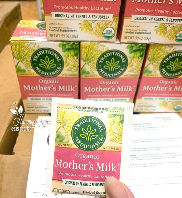 Trà lợi sữa Organic Mother's Milk 28g của Mỹ - Hộp 16 gói 00