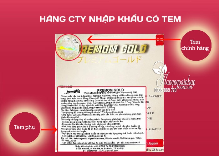 Viên uống hỗ trợ thụ thai Premom Gold Jpanwell chính hãng