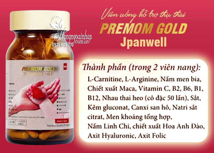 Viên uống hỗ trợ thụ thai Premom Gold Jpanwell thành phần
