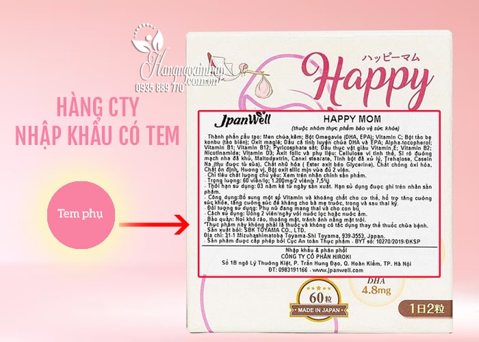 Vitamin cho bà bầu Happy Mom Jpanwell chính hãng Nhật