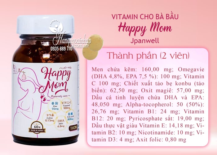 Vitamin cho bà bầu Happy Mom Jpanwell thành phần