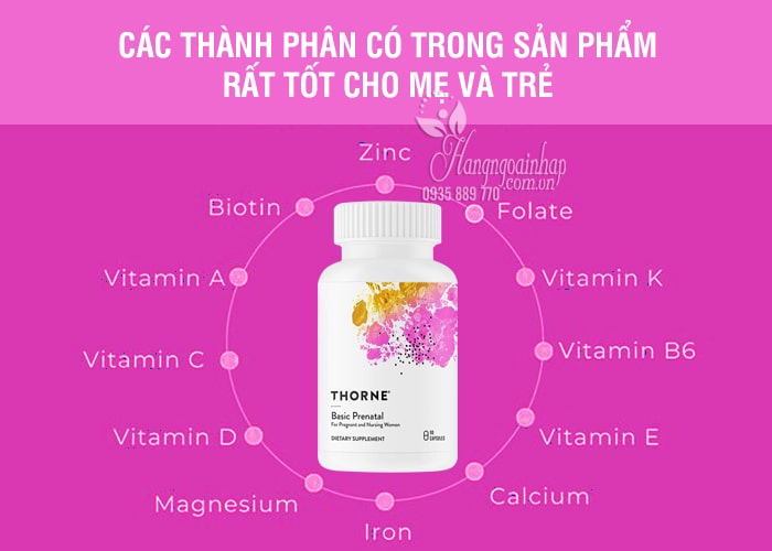 Vitamin tổng hợp cho phụ nữ mang thai Thorne Basic Prenatal 78