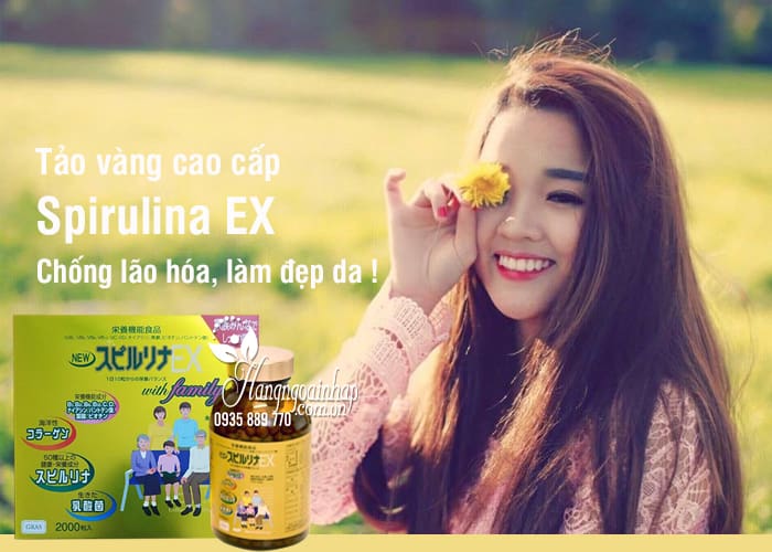 Tảo vàng cao cấp Spirulina EX Nhật Bản hộp 2000 viên  4