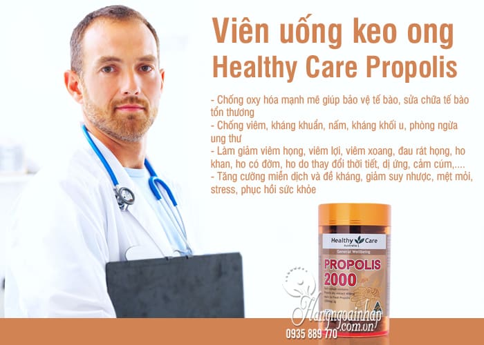 Viên uống keo ong Healthy Care Propolis 2000mg 200 viên của Úc 2