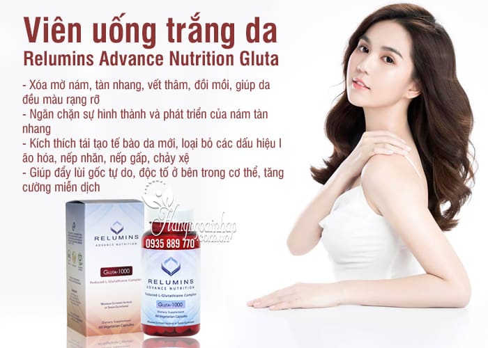 Viên uống trắng da Relumins Advance Nutrition Gluta-1000 Mỹ 7