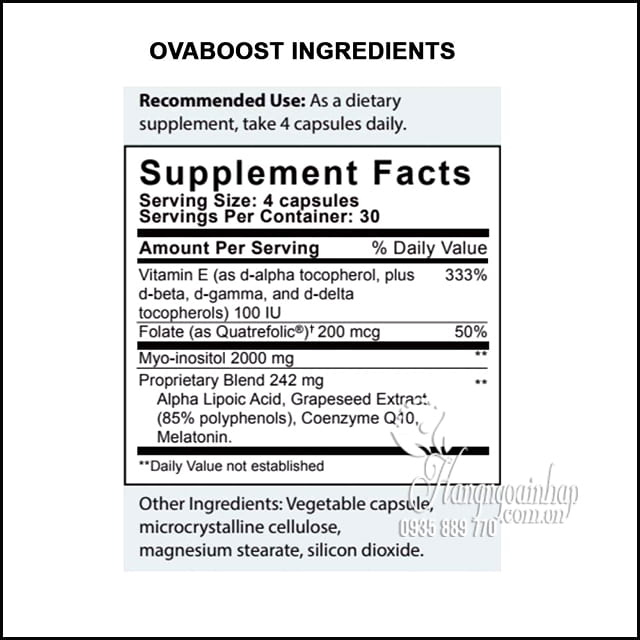 OvaBoost For Women 120 viên, tăng chức năng buồng trứng 2