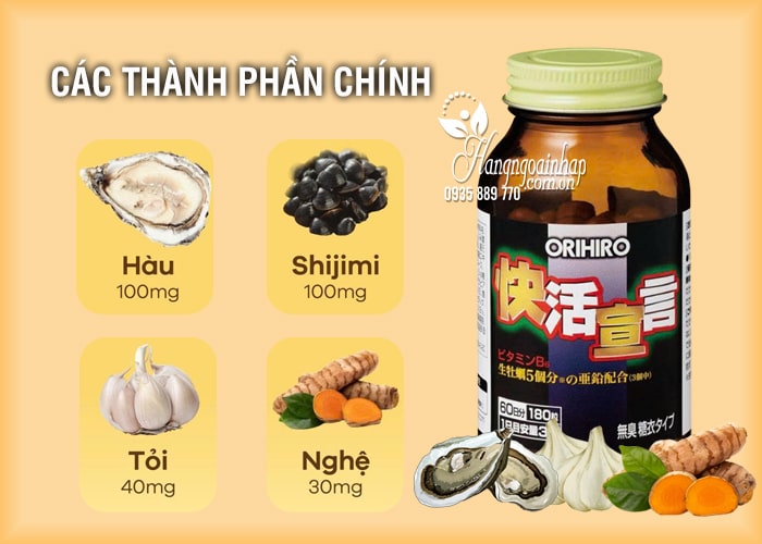 Tinh Chất Hàu Tươi Tỏi Nghệ Orihiro Của Nhật Bản 180 Viên 99