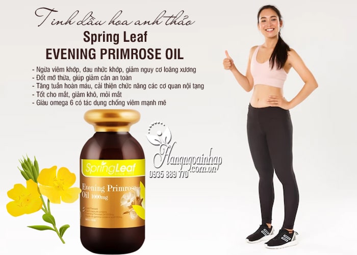 Tinh dầu hoa anh thảo Spring Leaf Evening Primrose Oil 1000mg 7