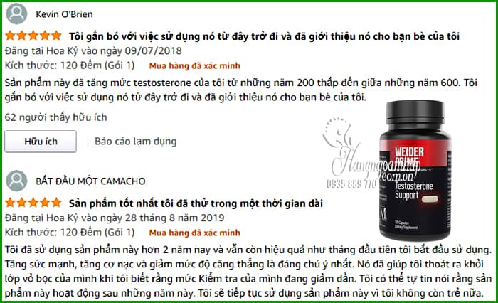 Viên uống tăng sinh lý nam Weider Prime Testosterone Support 3