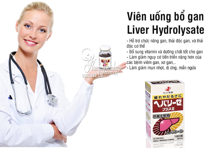 Liver hydrolysate 180 viên - viên uống bổ gan chính hãngcủa nhật 7