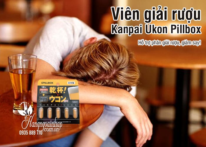 Viên giải rượu Kanpai Ukon Pillbox vỉ 5 viên của Nhật Bản 1