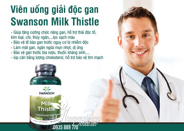 Viên uống giải độc gan Swanson Milk Thistle 1000mg của Mỹ 4