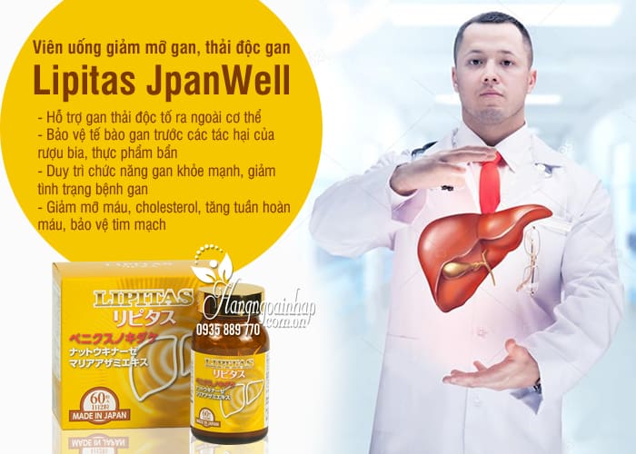 Viên uống giảm mỡ gan, thải độc gan Lipitas JpanWell Nhật 3