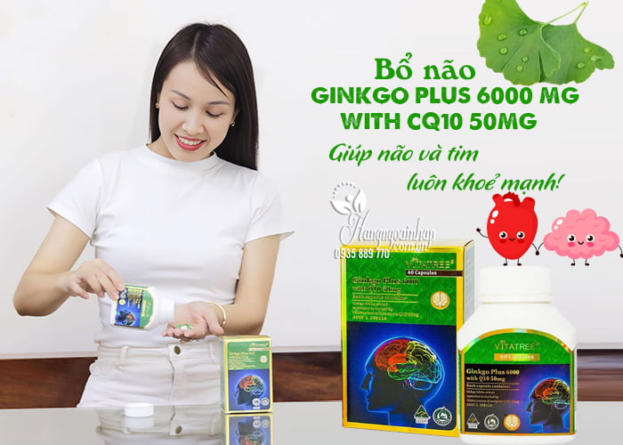 Bổ não Vitatree Ginkgo Plus 6000mg with CQ10 50mg 1