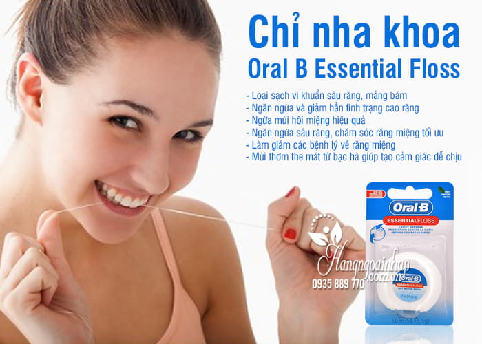 Chỉ nha khoa Oral B Essential Floss 50m của Mỹ 1