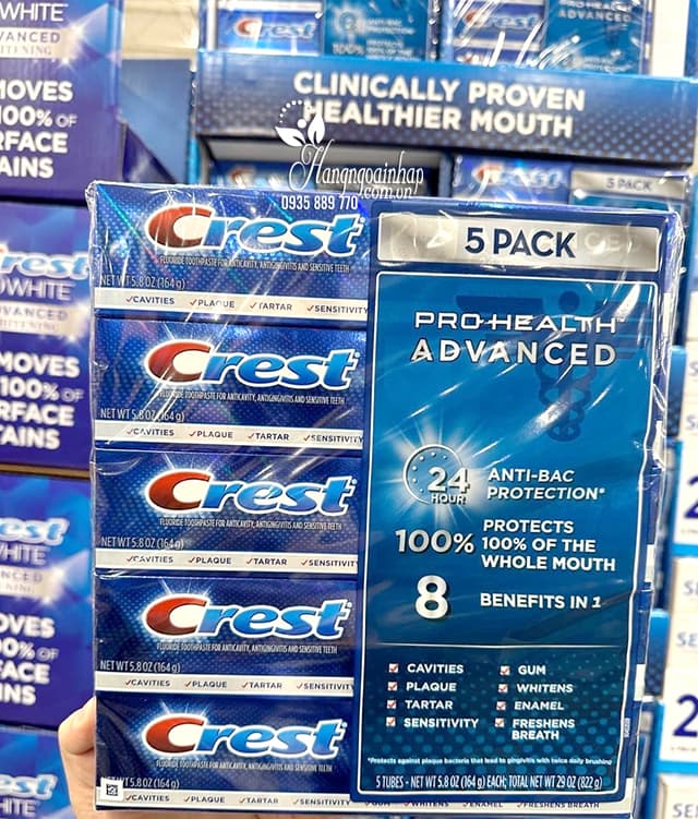 Kem đánh răng Crest Pro Health Advanced Whitening 164g 9