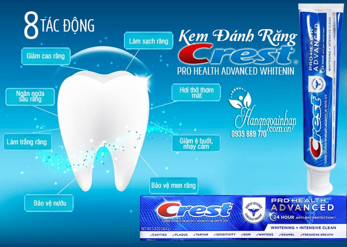 Kem đánh răng Crest Pro Health Advanced Whitening 164g 4