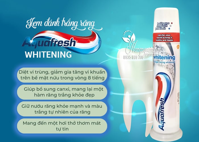 Kem đánh trắng răng Aquafresh Whitening 100ml của Mỹ dạng ống 45