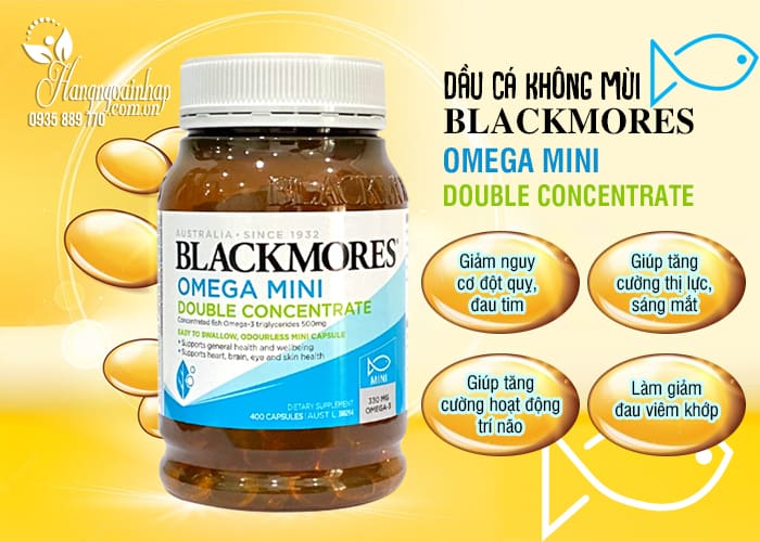 Dầu cá không mùi Blackmores Omega Mini Double Concentrate 6