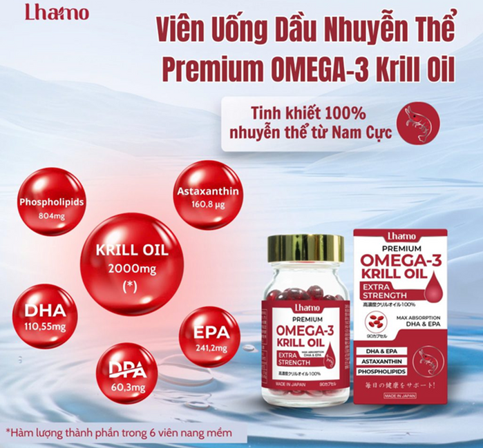 Dầu nhuyễn thể Lhamo Premium Omega-3 Krill Oil Nhật Bản 6