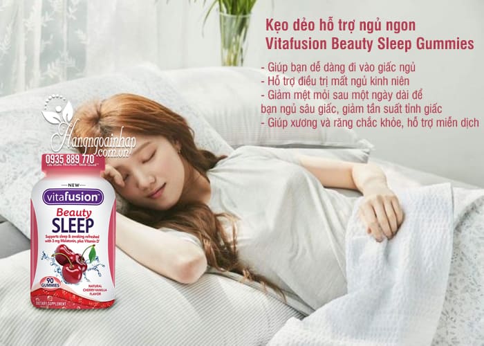 Kẹo dẻo hỗ trợ ngủ ngon Vitafusion Beauty Sleep Gummies 90v 4