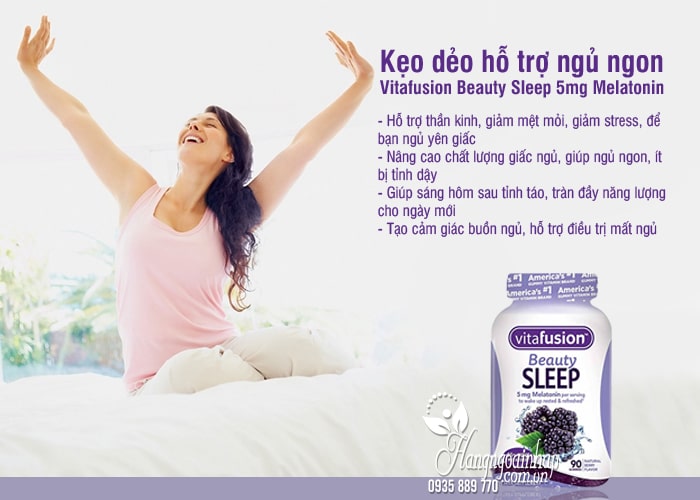 Kẹo dẻo hỗ trợ ngủ ngon Vitafusion Beauty Sleep 5mg Melatonin 5