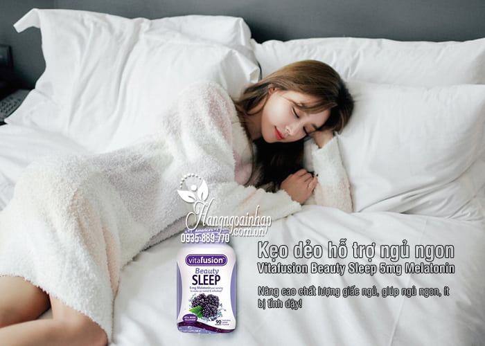 Kẹo dẻo hỗ trợ ngủ ngon Vitafusion Beauty Sleep 5mg Melatonin 9