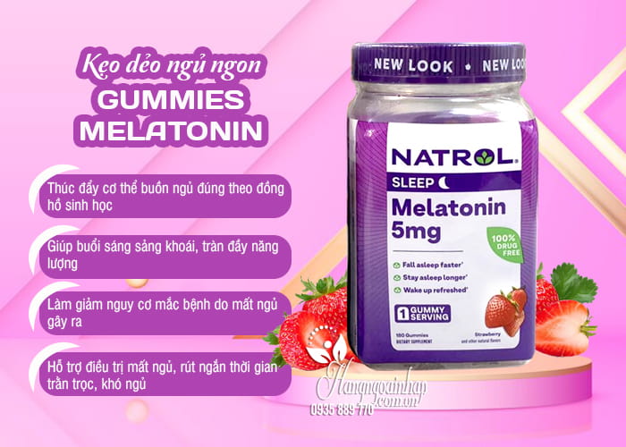 Kẹo dẻo ngủ ngon Gummies Melatonin 5mg 180 viên Natrol 56