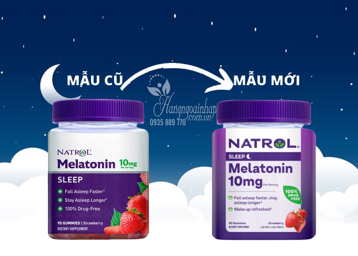 Kẹo dẻo ngủ ngon Natrol Gummies Melatonin 10mg vị dâu của Mỹ 23