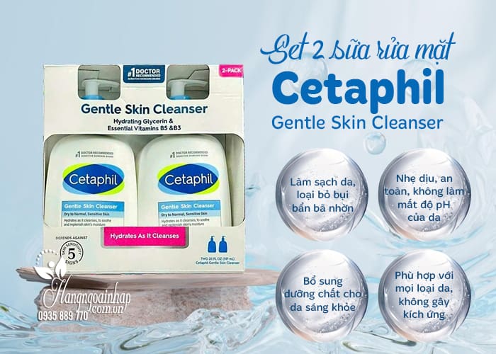 Set 2 sữa rửa mặt Cetaphil Gentle Skin Cleanser  159ml x 2 2
