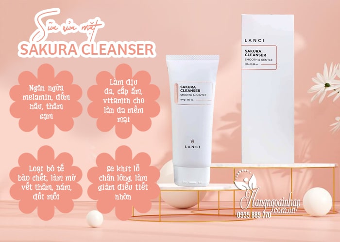 Sữa rửa mặt Lanci Sakura Cleanser 100ml Hàn Quốc 56