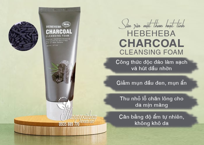 Sữa rửa mặt Hebeheba Charcoal Cleansing Foam 120ml Hàn Quốc 356