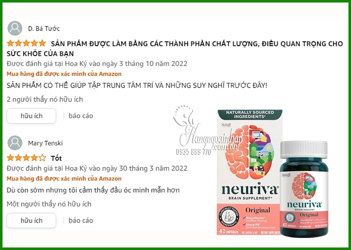 Thuốc bổ não Neuriva Brain Supplement Original của Mỹ 9