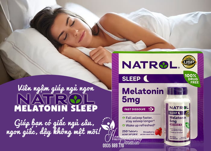 Viên ngậm Natrol Melatonin Sleep 5mg 250 viên giúp ngủ ngon 1