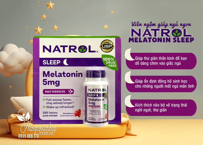 Viên ngậm Natrol Melatonin Sleep 5mg 250 viên giúp ngủ ngon 56