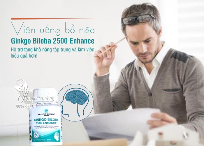 Viên uống bổ não Ginkgo Biloba 2500 Enhance 100 viên Úc 1