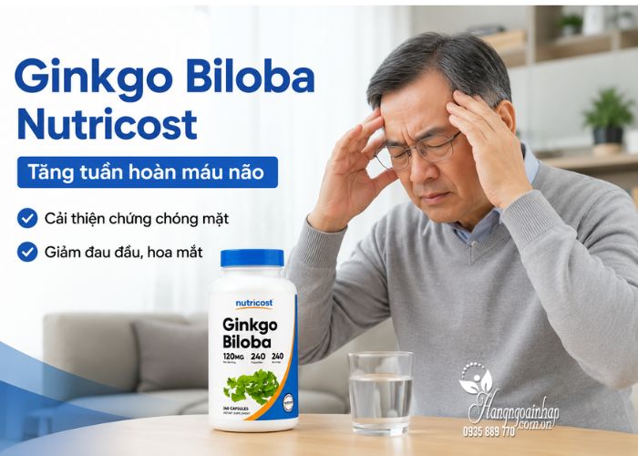 Bổ não Ginkgo Biloba Nutricost 120mg 240 viên