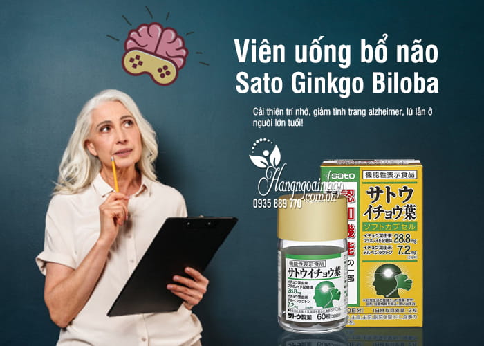 Viên uống bổ não Sato Ginkgo Biloba 60 viên nội địa Nhật 2