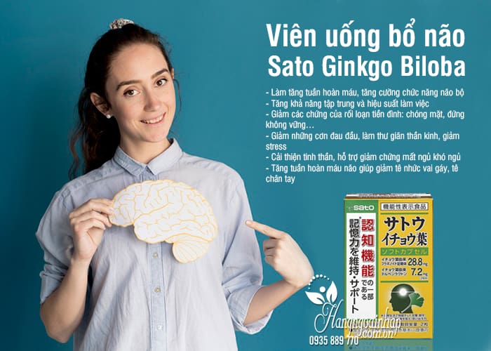 Viên uống bổ não Sato Ginkgo Biloba 60 viên nội địa Nhật 7