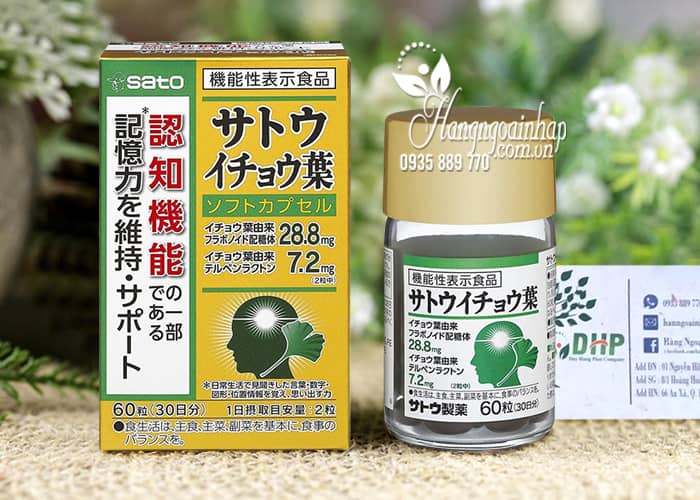 Viên uống bổ não Sato Ginkgo Biloba 60 viên nội địa Nhật 0