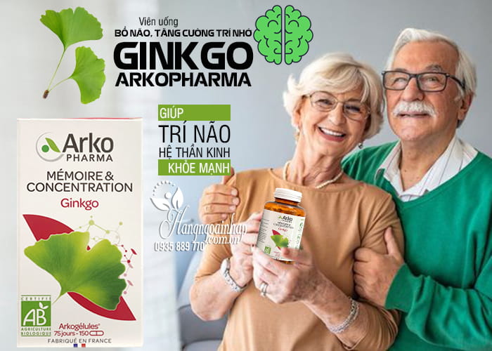Viên uống bổ não, tăng cường trí nhớ Ginkgo Arkopharma 150v 2